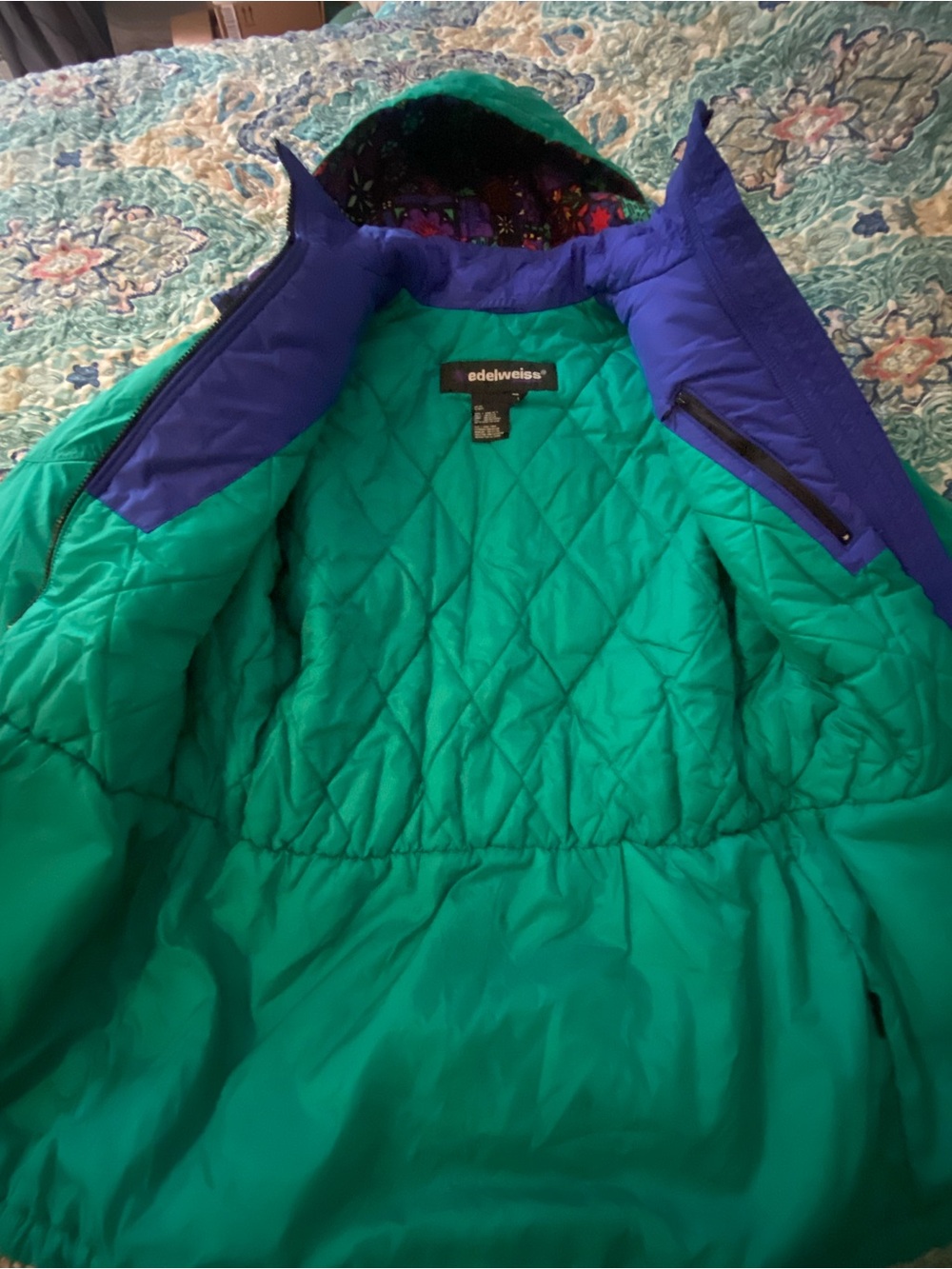 Edelweiss Teal Coat with Purple Accent Hood - Picture 4 of 6